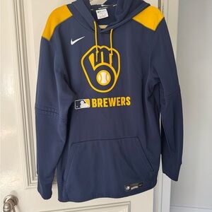Nike Brewers Baseball Therma-Fit Hoodie in Navy and Yellow new never worn